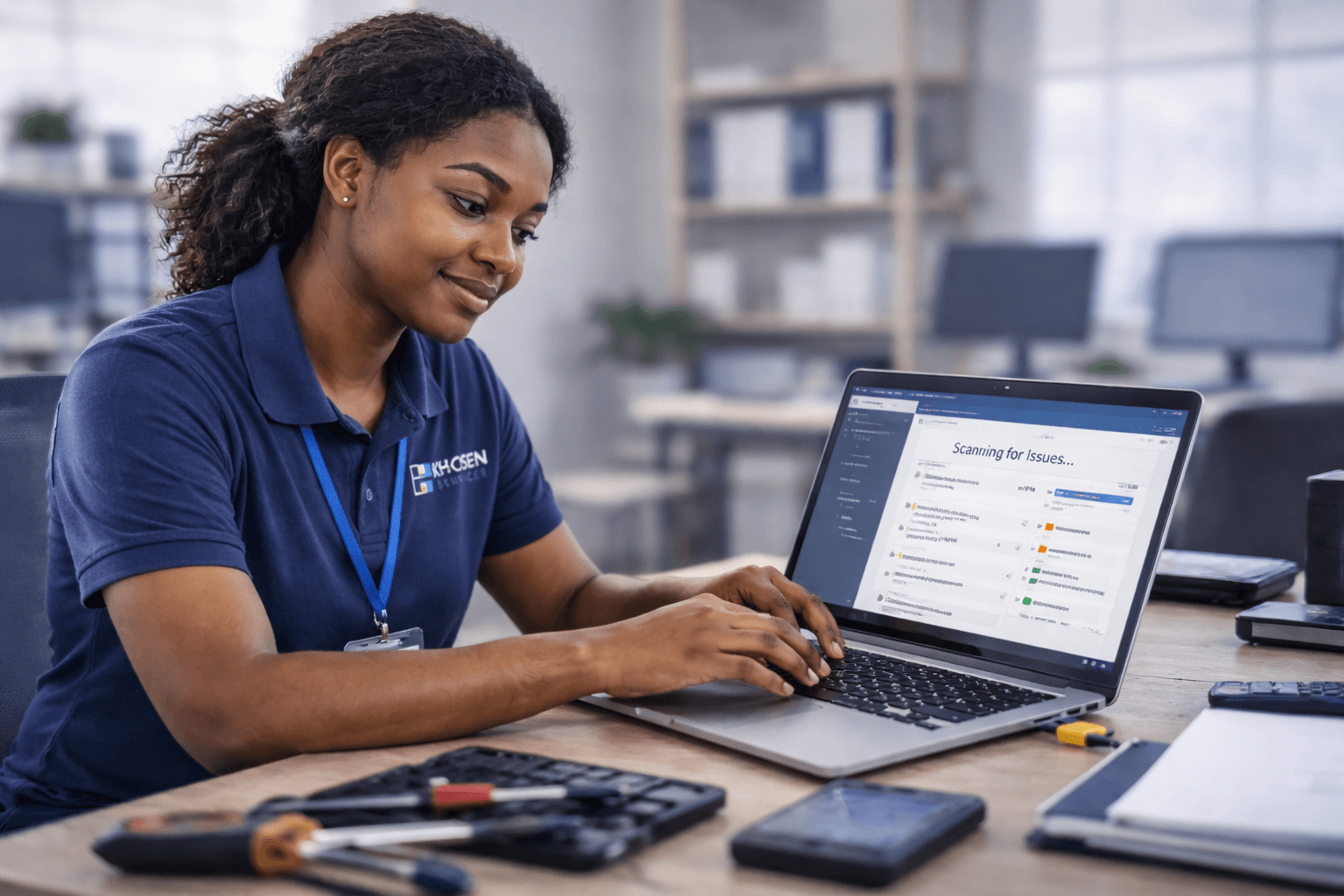 Technician providing managed IT and computer support services